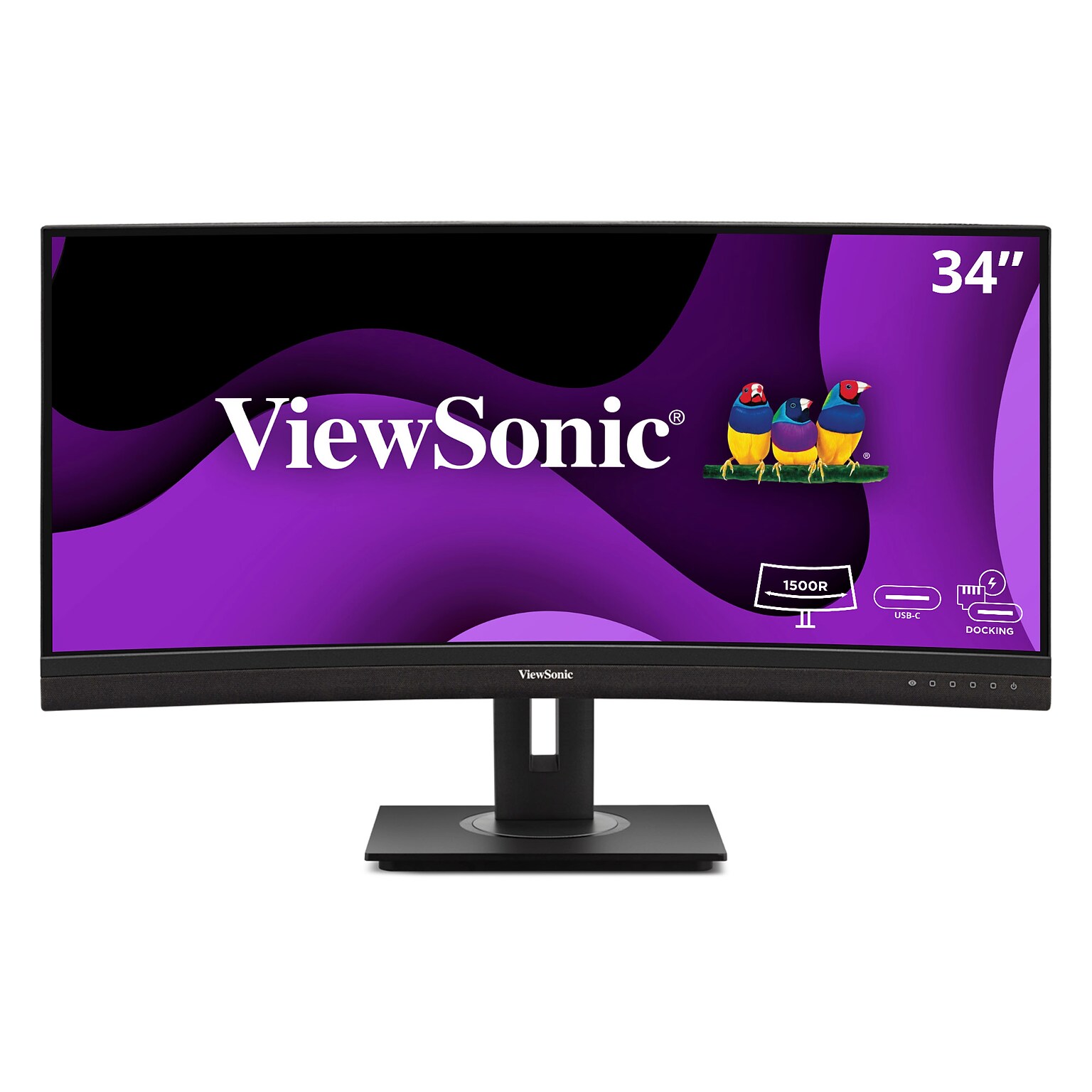 ViewSonic Ergonomic 34 21:9 Curved UWQHD 4K 100Hz LCD Monitor, Height Adjustable, Docking Station, Black (VG3456CA)