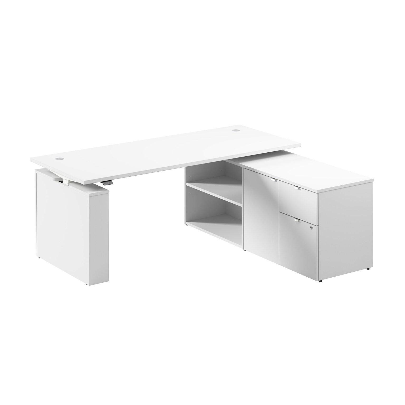 Bush Business Furniture Stratus 72W Electric Adjustable Standing Desk with Storage, White (SUT020WH)
