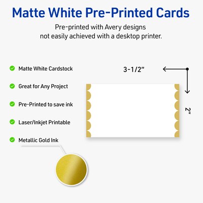 Avery Gold Dots Edge Matte Blank Card, White, 80/Pack (S00-D1Y)
