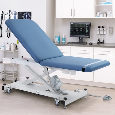 Viva Comfort XRO 2-Section Electric Height and Back Adjustable Exam Table, 600 lbs Capacity, Blue (ADI903-20-BLU-MK)