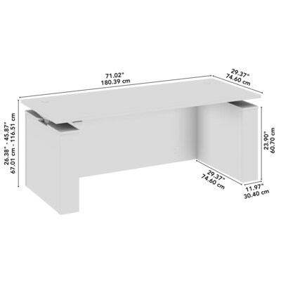 Bush Business Furniture Stratus 72"W Electric Rectangular Adjustable Standing Desk with Modesty Panel, Platinum Gray (SUT004PG)