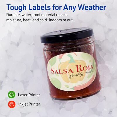 Avery Waterproof Oval Laser Multipurpose Labels, 4" x 6", White, 100/Box (19479399194)