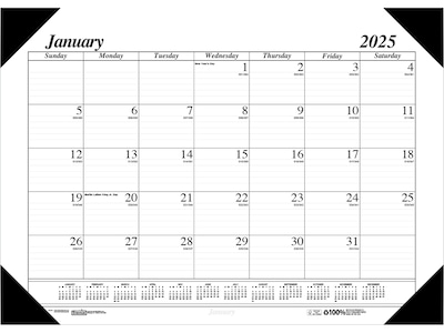 2025 House of Doolittle Economy 18.5" x 13" Monthly Desk Pad Calendar, White/Black (012402-25)