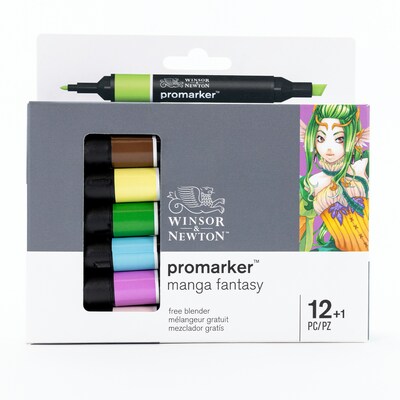 Winsor & Newton Promarker Dual-Tip Alcohol Based Marker, Manga Fantasy, 12/Pack (WNX0290142)