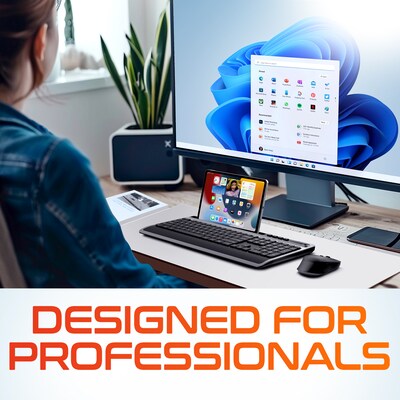 Delton T42 Wireless Ergonomic Computer Keyboard with Tablet Holder, Black (DKBT42-WB)