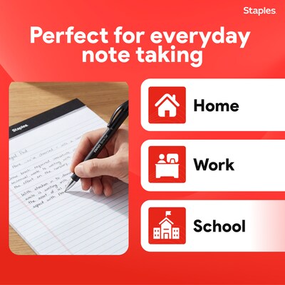 Staples Notepads, 8.5" x 14" (legal), Wide Ruled, White, 50 Sheets/Pad, Dozen Pads/Pack (ST57342)