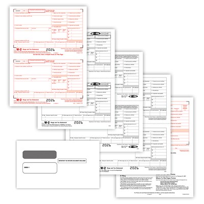 ComplyRight 2026 W-2 Tax Form, 4-Part, 2-Up, 50/Pack (95214E)