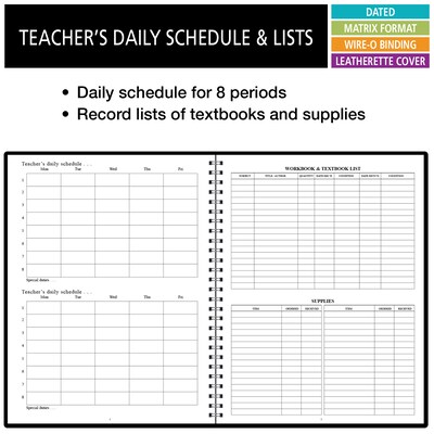 2026-2027 ELAN 8.5" x 11" Academic Weekly & Monthly Teacher Planner, Paperboard Cover, Black (D202-AY26)