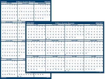 2026-2027 House of Doolittle 24 x 37 Academic Yearly Dry Erase Wall Calendar, Reversible, Blue (395-27)
