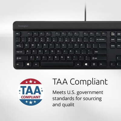 Kensington KB201C Simple Solutions Wired Keyboard with Smart Card Reader, Black (K75454TAA)