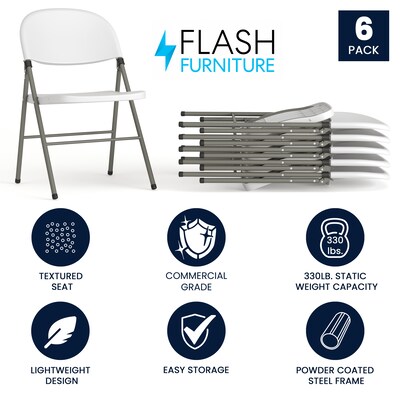 Flash Furniture HERCULES Folding Chair, White, 6/Pack (6DADYCD70WH)