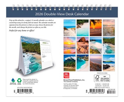 2026 BrownTrout Beaches 7.5 x 6 Monthly Desk Calendar (9798330702343)