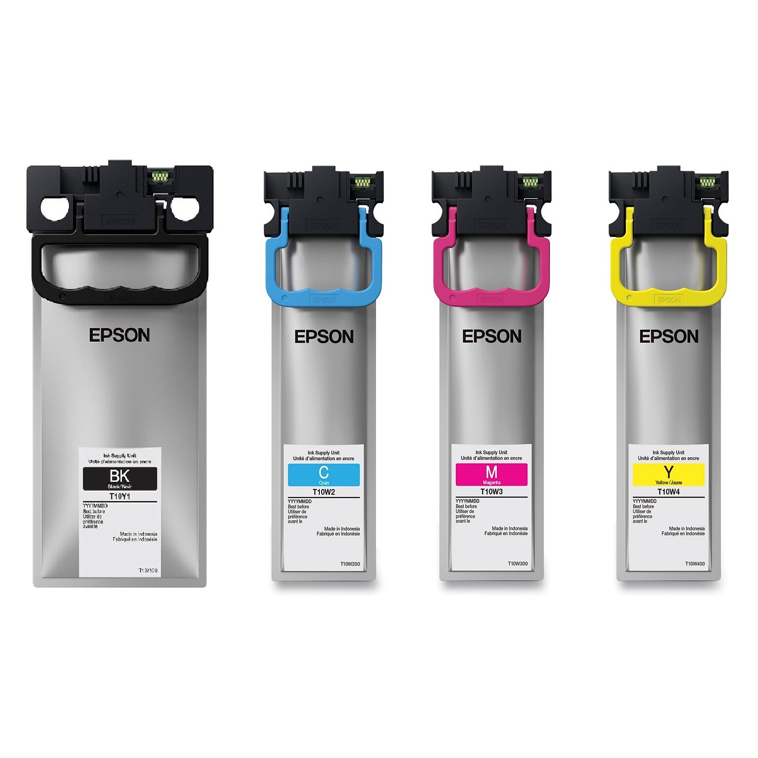 Epson T10Y/T10W Black/Cyan/Magenta/Yellow Extra High Yield/High Yield Ink Cartridge, 4/Pack