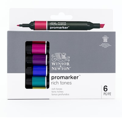Winsor & Newton Promarker Dual-Tip Alcohol Based Marker, Rich Tones, 6/Pack (WNX0290111)