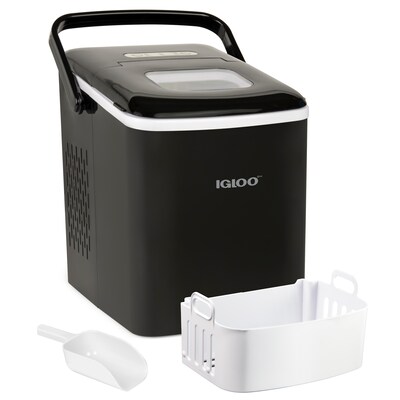 Igloo 26-Pound Automatic Self-Cleaning Portable Countertop Ice Maker Machine With Handle, Black (IGLICEB26HNBK)