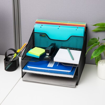 Mind Reader Metal Desk Organizer Letter Tray, Black, 2/Pack (2MESHBOX5-BLK)