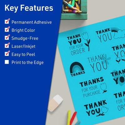 Avery Rectangle Multipurpose Labels, 8.5 x 11, Bright Blue, 20/Pack (94269)