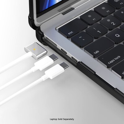 SaharaCase Heavy-Duty Laptop Case with Stand for MacBook Pro 16-Inch (2021–2025, M1–M5), Frosted Clear/Black (LT00050)