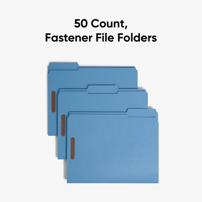 Smead Recycled Reinforced Classification Folder, 3/4" Expansion, Letter Size, Blue, 50/Box (12040)