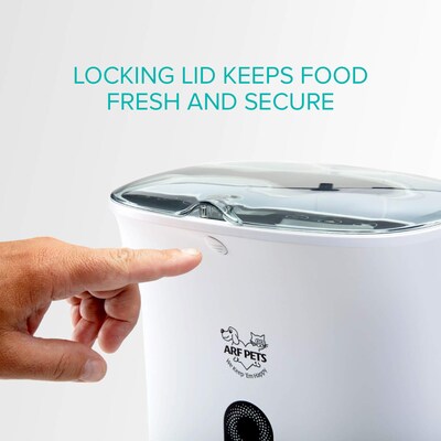 Arf Pets Automatic Pet Feeder w/ Portion Control, Voice Recording & Programmable, Black/White (APAFN