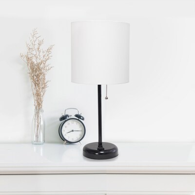 Simple Designs 19.5" LED Table Lamp, Black/White Shade (LT2024-BAW-CCLB)