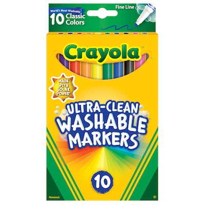 Crayola Ultra-Clean Washable Kids Marker, Fine Tip, Assorted Colors, 10/Pack, 8 Packs/Bundle (BIN587