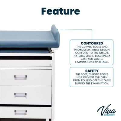 Viva Comfort Pediatric Exam Table with Step Stool & Storage, 500 lbs. Capacity, Blue (ADI996-09-PMB-BLU-MK)