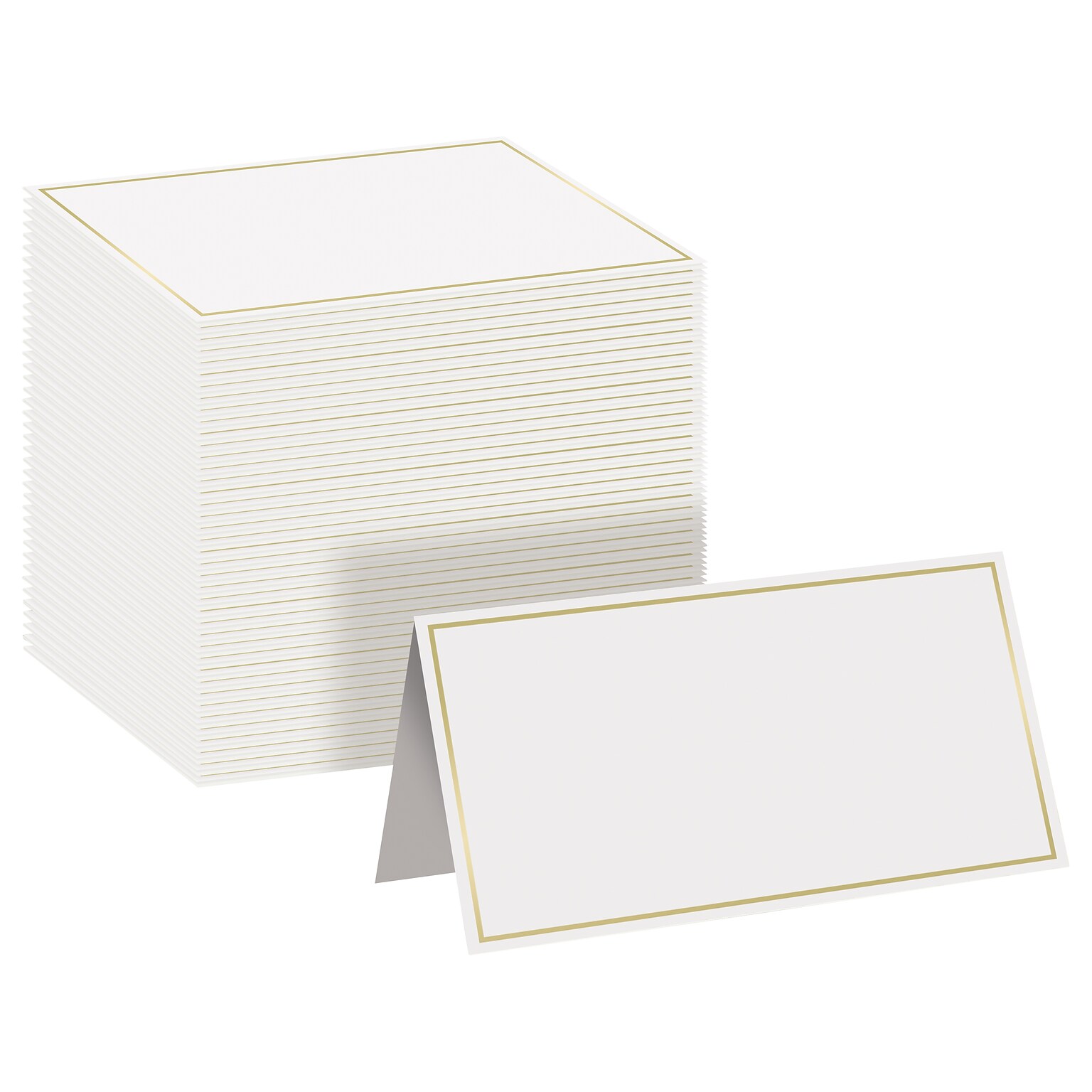 Better Office 2 x 3.5 White/Gold Table Tent Place Card, 100/Pack (64646-100PK)