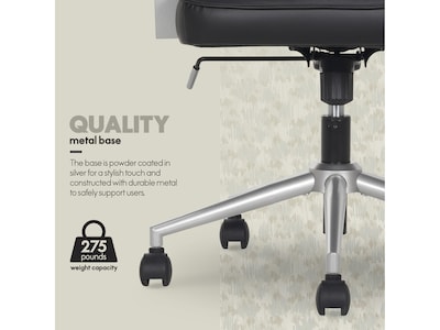 Elle Decor Amelia Ergonomic Polyurethane Swivel Computer and Desk Manager Chair, Black (60095-BLK)