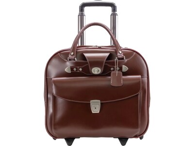 McKlein DENALI 15" Leather Rolling Laptop Bag, Red (99706)