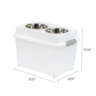 Iris 45 Quart Aitight Feeder Container with Lid, Plastic, White (585113)