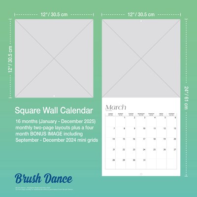 2025 Brush Dance Pathways 12" x 24" Monthly Square Wall Calendar, (9781975478650)