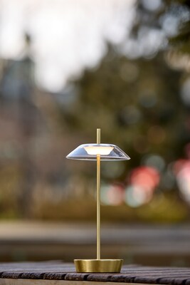 Adesso ADS360 Ako 12"H LED Table Lamp, Antique Brass/Clear Acrylic (AD9206-21)