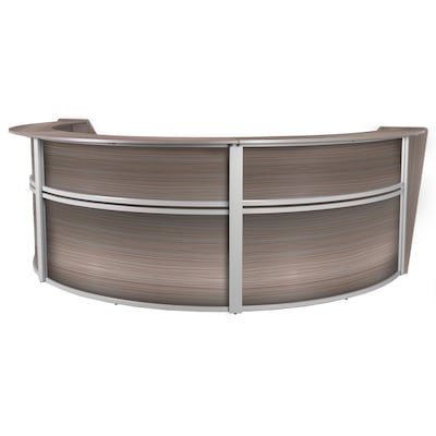 Regency Marque 144"W Curved Reception Desk Workstation, Driftwood Gray (77293GY)