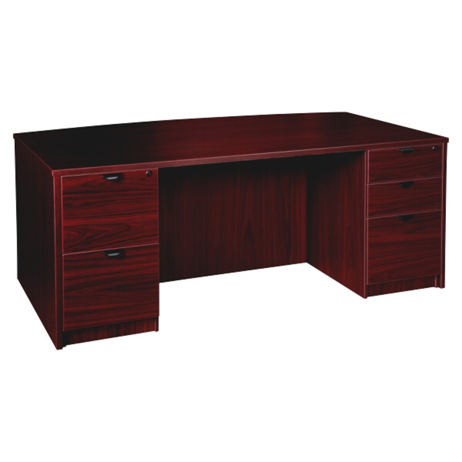 Lorell Prominence 2.0 Bowfront Double-Pedestal Desk, 42D x 72W x 29H, Mahogany (LLRPD4272DPMY)