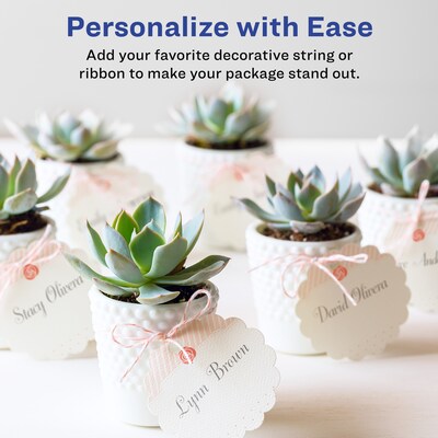 Avery Scallop Round Blank Gift Tags, White, 90/Pack (80511)