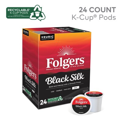 Folgers Black Silk Coffee Keurig® K-Cup® Pods, Dark Roast, 24/Box (6662)