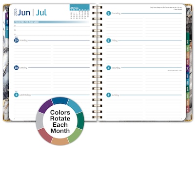 2026-2027 Excello Brands 8.5" x 11" Academic Weekly & Monthly Planner, Paperboard Cover, Black Gold Marble (FSHN-AY26-8511-34)