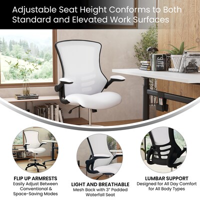 Flash Furniture Mesh Ergonomic Drafting Chair with Adjustable Foot Ring and Lumbar Support, White (BLX5MDWH)