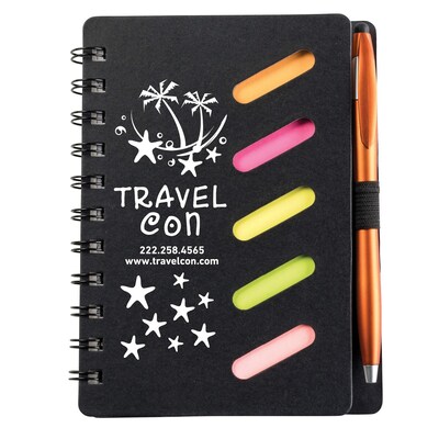 Custom Scribbly Cardboard Spiral Journal with Pen - Unlined 4.8 x 6.1