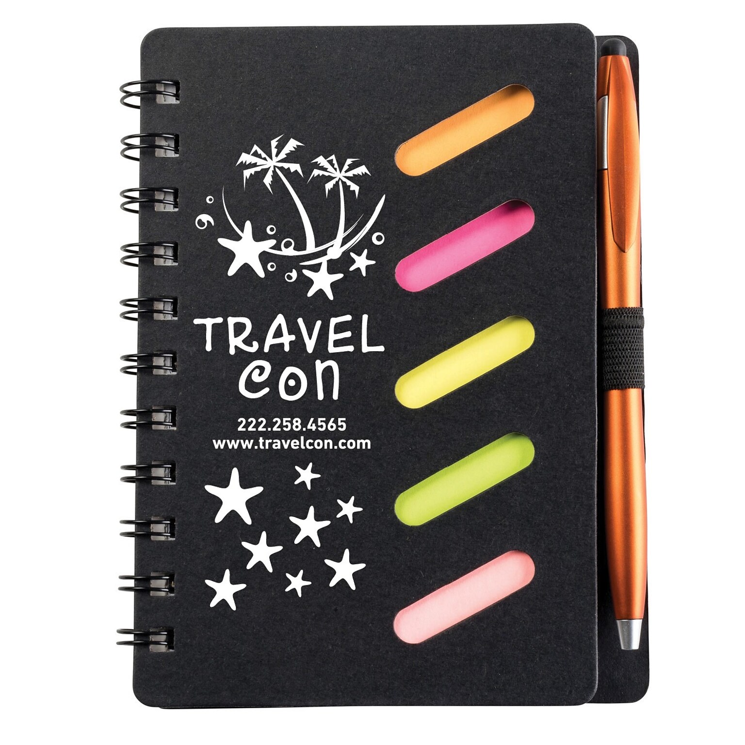 Custom Scribbly Cardboard Spiral Journal with Pen - Unlined 4.8 x 6.1