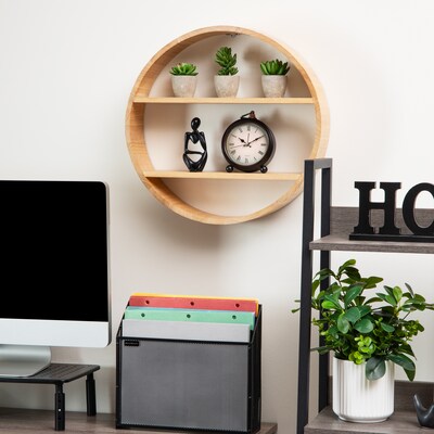 Mind Reader 2-Shelf Wall Decor Circular Floating Shelves, Brown (WWALLCIR-BRN)