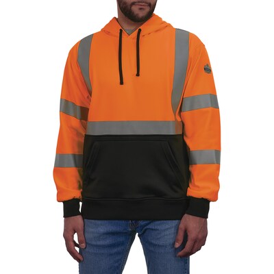 Ergodyne GloWear 8311BK High Visibility Long Sleeve Black Bottom Hooded Sweatshirt, ANSI Type R Class 3, Orange, Large (22884)