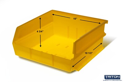 Triton Products LocBin Stackable Storage Bin, 5" x 11"x 10.87", Yellow, 6/Pack (3-235Y)