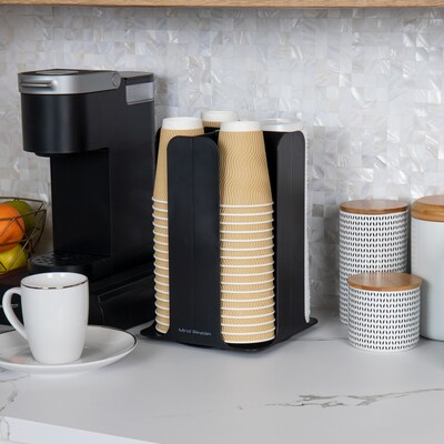 Mind Reader 4-Compartment Cup and Lid Carousel Coffee Countertop Organizer, Black (CDISP-BLK)