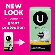 U by Kotex Security Regular Ultra thin Pad with Wings, Unscented, 36/Pack (53631)