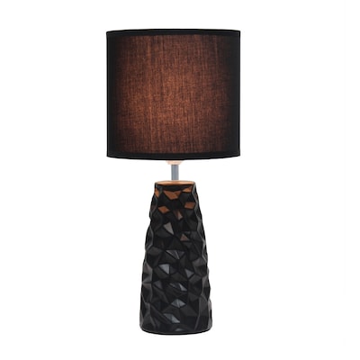 Simple Designs Sculpted Ceramic Table Lamp, Black (LT2083-BLK)