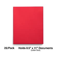 Staples Smooth 2-Pocket Paper Folder, Red, 25/Box (50752/27532-CC)