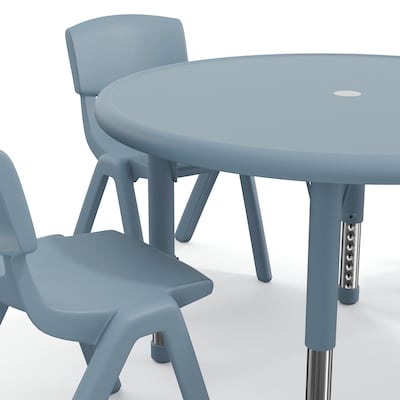 Flash Furniture Emmy 33" Round Activity Table Set, Height Adjustable, Dusty Blue (YCX73RNDTBDTBE)