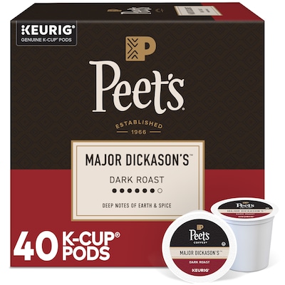 Peets Coffee Major Dickasons Keurig Single Serve K-Cup Pods, Dark Roast, 40/Box (5000367923)